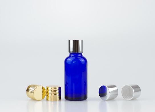 30ml 파란색 유리병, 18-415 광택 알루미늄 뚜껑, 화장품 오일에 사용
